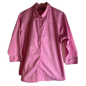 Vintage Jane Ashley Woman Barbie Core Western Pearl Snap Blouse Shirt